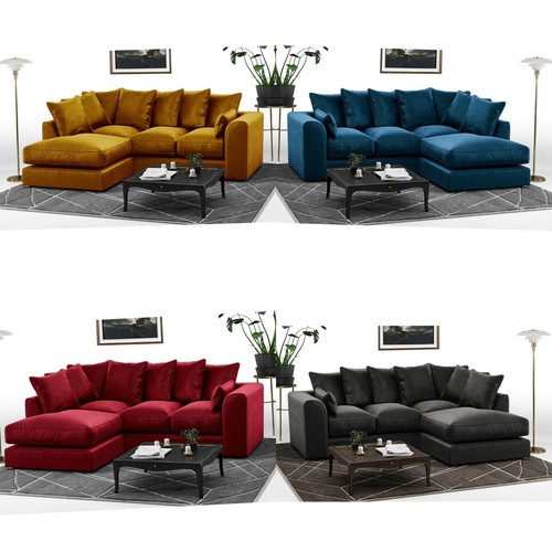 Brooklyn gold corner sofa left - brooklyn,